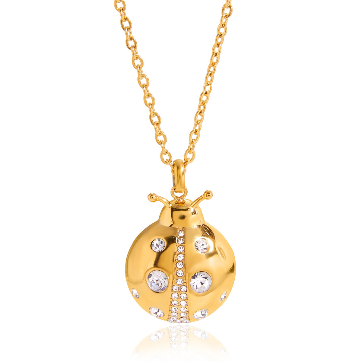 Parure di Collana e Orecchini in Acciaio al Titanio a Forma di Insetto alla Moda, con Finitura Elettrodeposita, per Donna