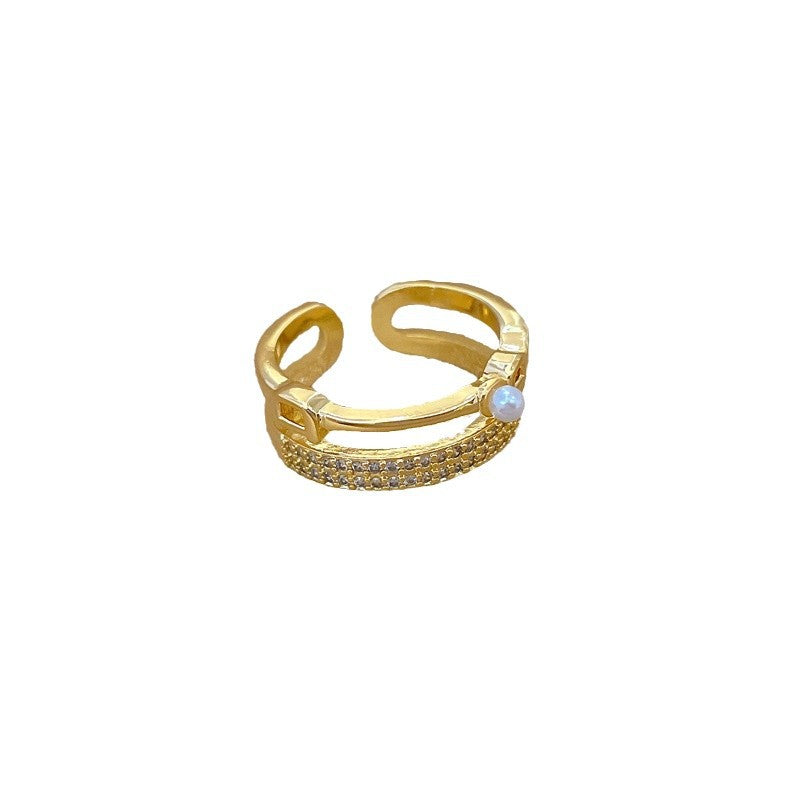 Anello in Ottone Placcato Oro a Forma di Corona in Stile Fumetto con Fascia Aperta Regolabile da Donna