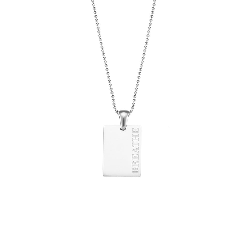 Collana con Pendente Quadrato Minimalista in Acciaio Inossidabile Placcato Oro 18K