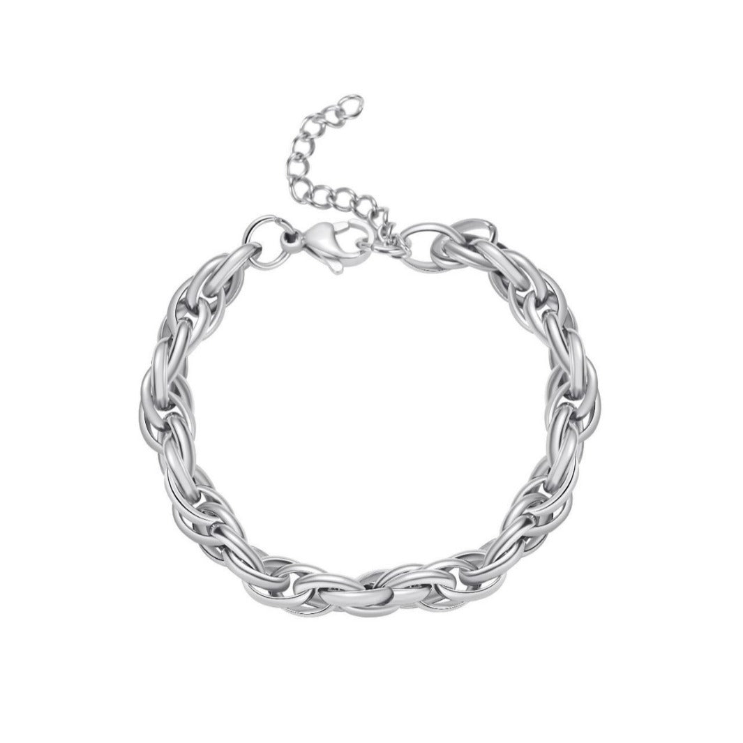 Fashionable Geometric Stainless Steel Bracelet for Women with 18K Gold Plating