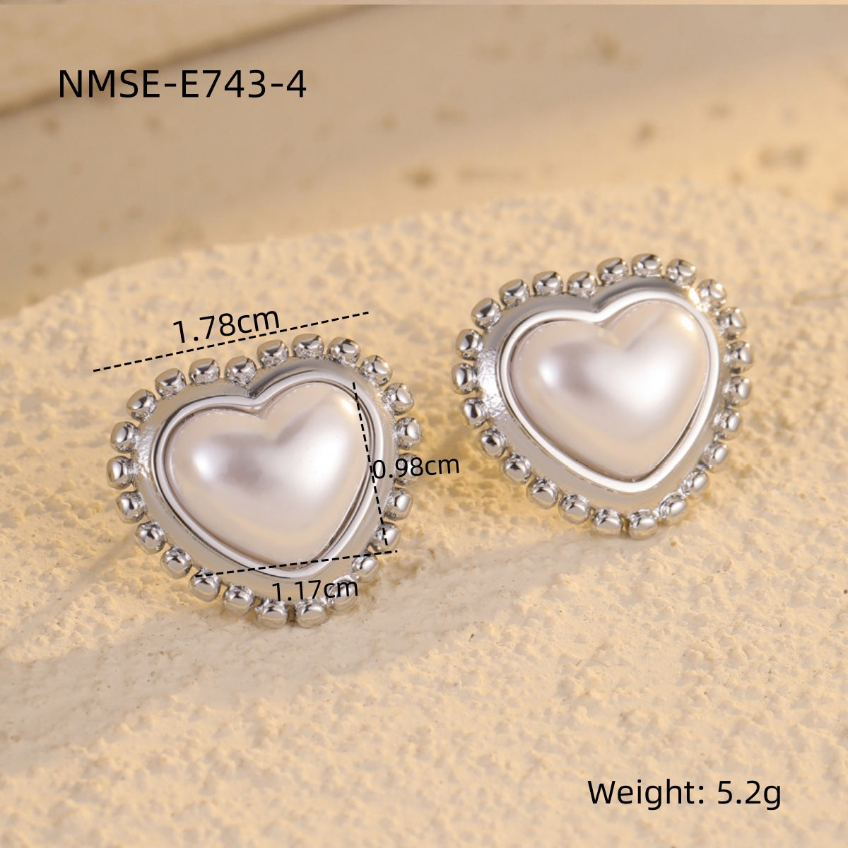 Aretes de Corazón Minimalistas Vintage de Acero Inoxidable con Incrustaciones de Perlas Barrocas para Mujer