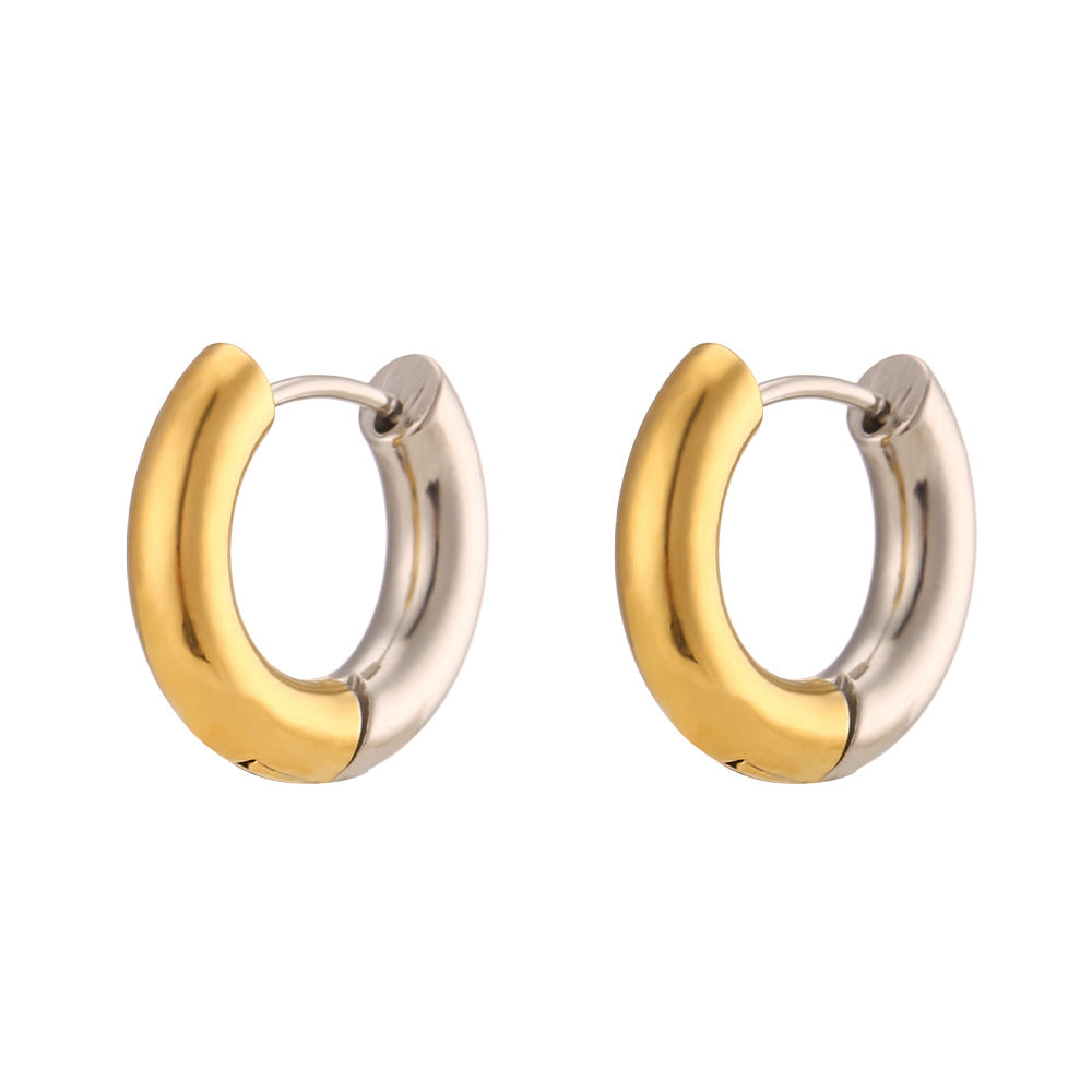 Pendientes de aro de acero inoxidable geométricos minimalistas con acabado chapado para mujer