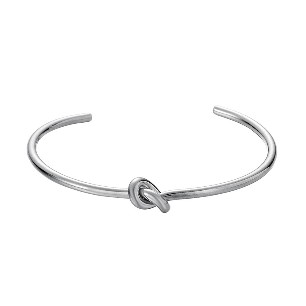 Minimalist 18K Gold Plated Geometric Titanium Steel C-Shape Open Bangle