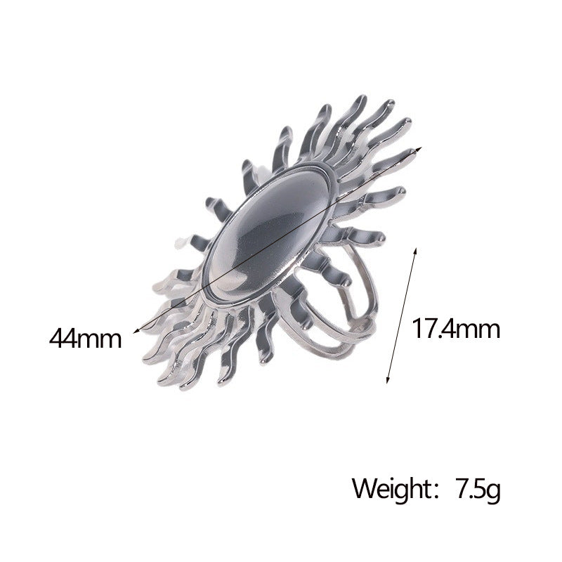 Anello Aperto Girasole Minimalista Vintage Gioielli in Acciaio Inossidabile Placcato Oro 18K da Donna