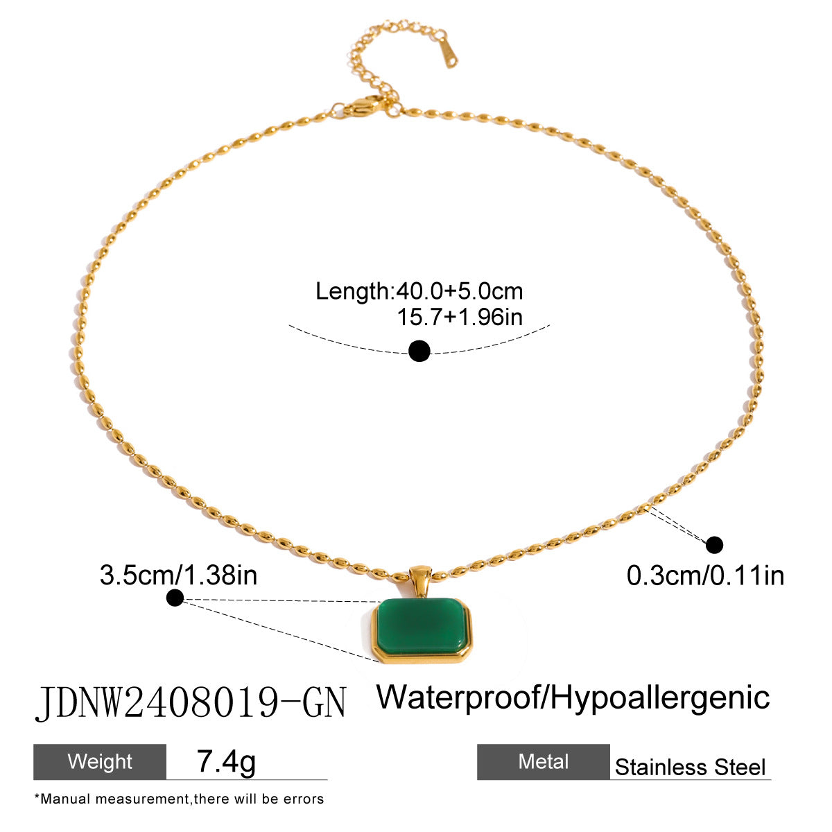 Collana con ciondolo minimalista in occhio di tigre geometrico in acciaio inossidabile con finitura placcata per donna