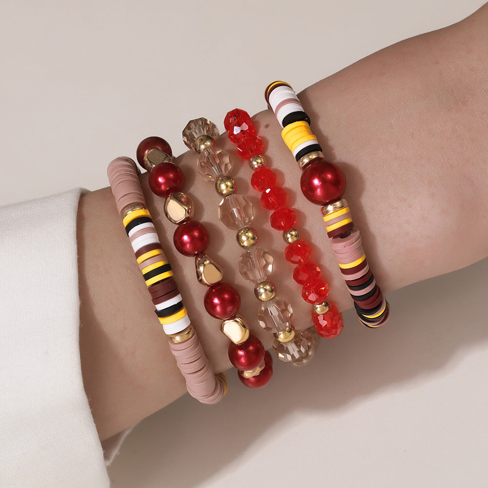 Bohemian Ethnic Geometric Resin Crystal Pearl Beaded Bracelet for Women and Men