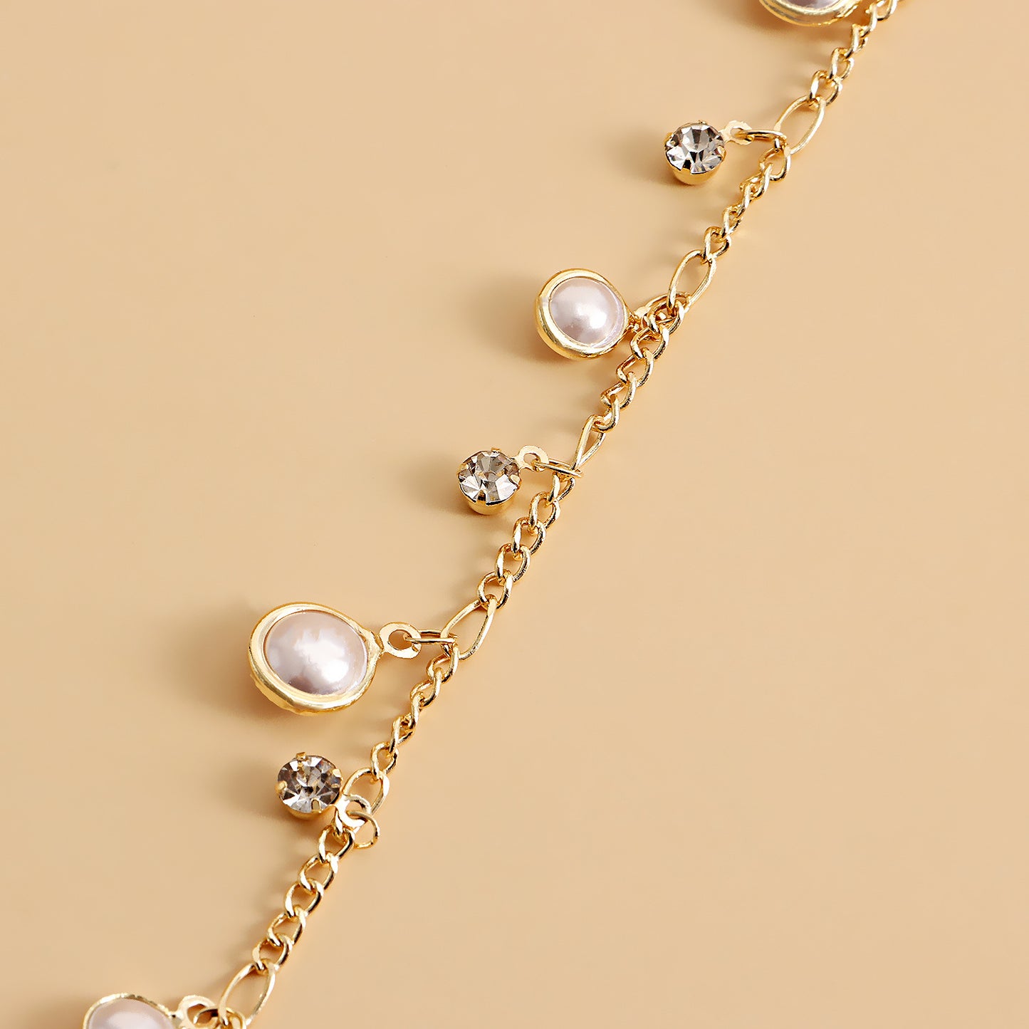 Punk Style Fringe Pearl-Look Zircon Pendant Waist Chain for Women in Metal