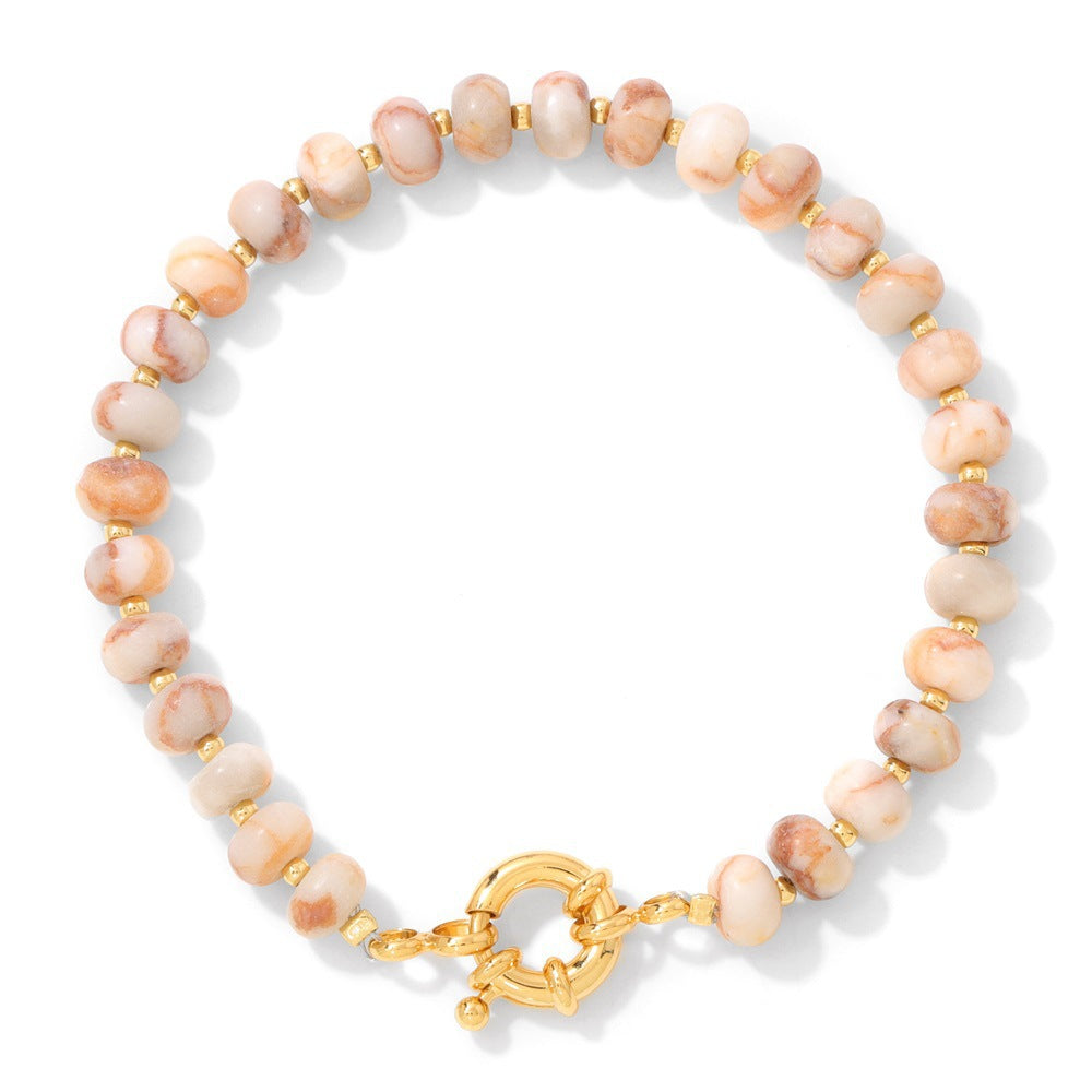 Sweet Elegant Geometric Gemstone Beaded Bracelet for Women with OT Clasp