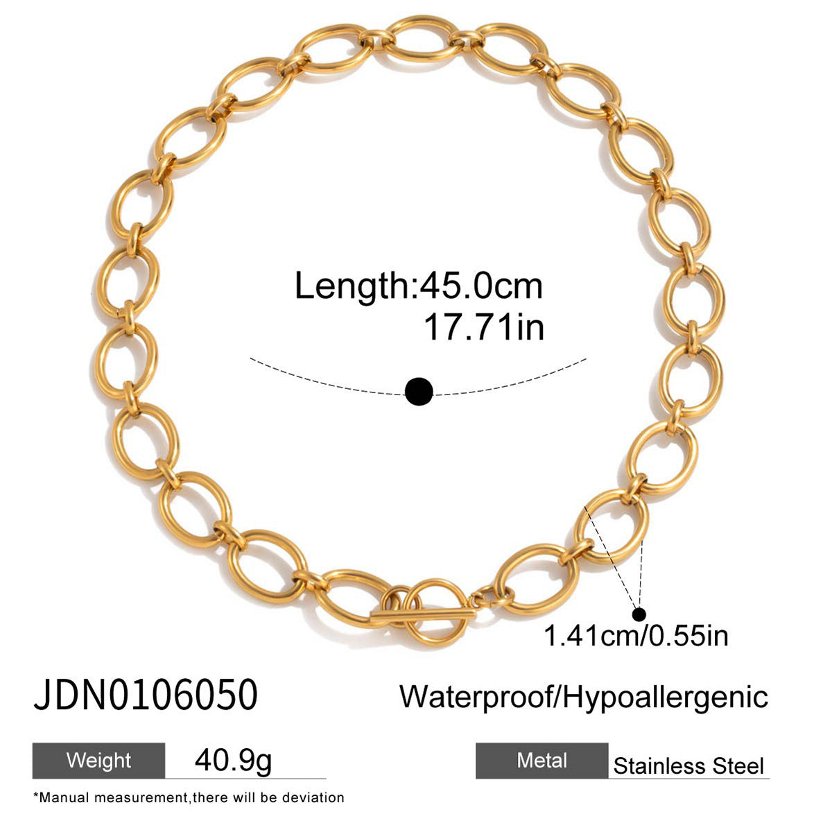 Collana da donna minimalista geometrica rotonda in acciaio al titanio con finitura placcata e catena a clavicola in acciaio inossidabile