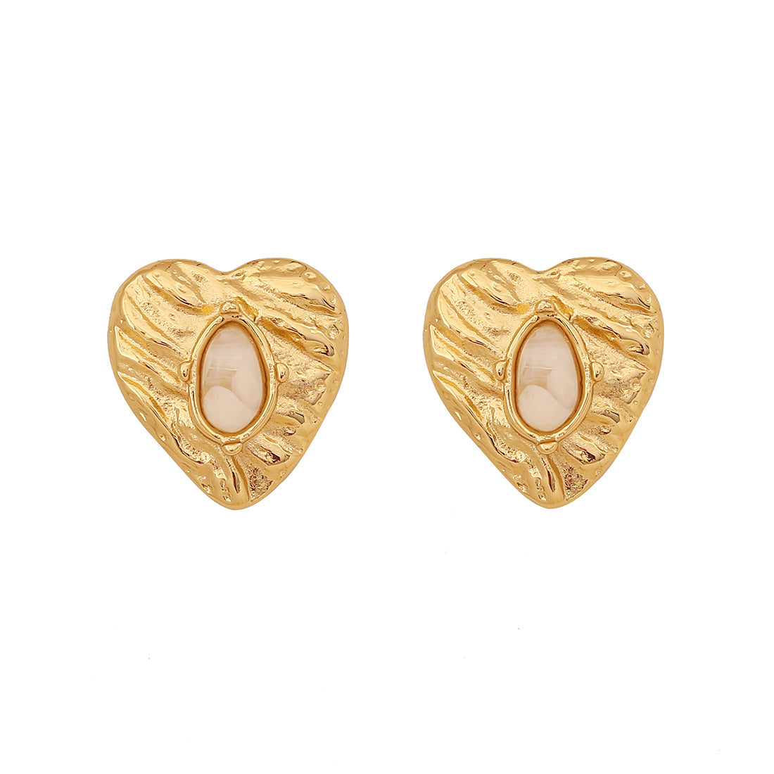 Orecchini a perno vintage in acciaio inossidabile a forma di cuore con finitura placcata per donna