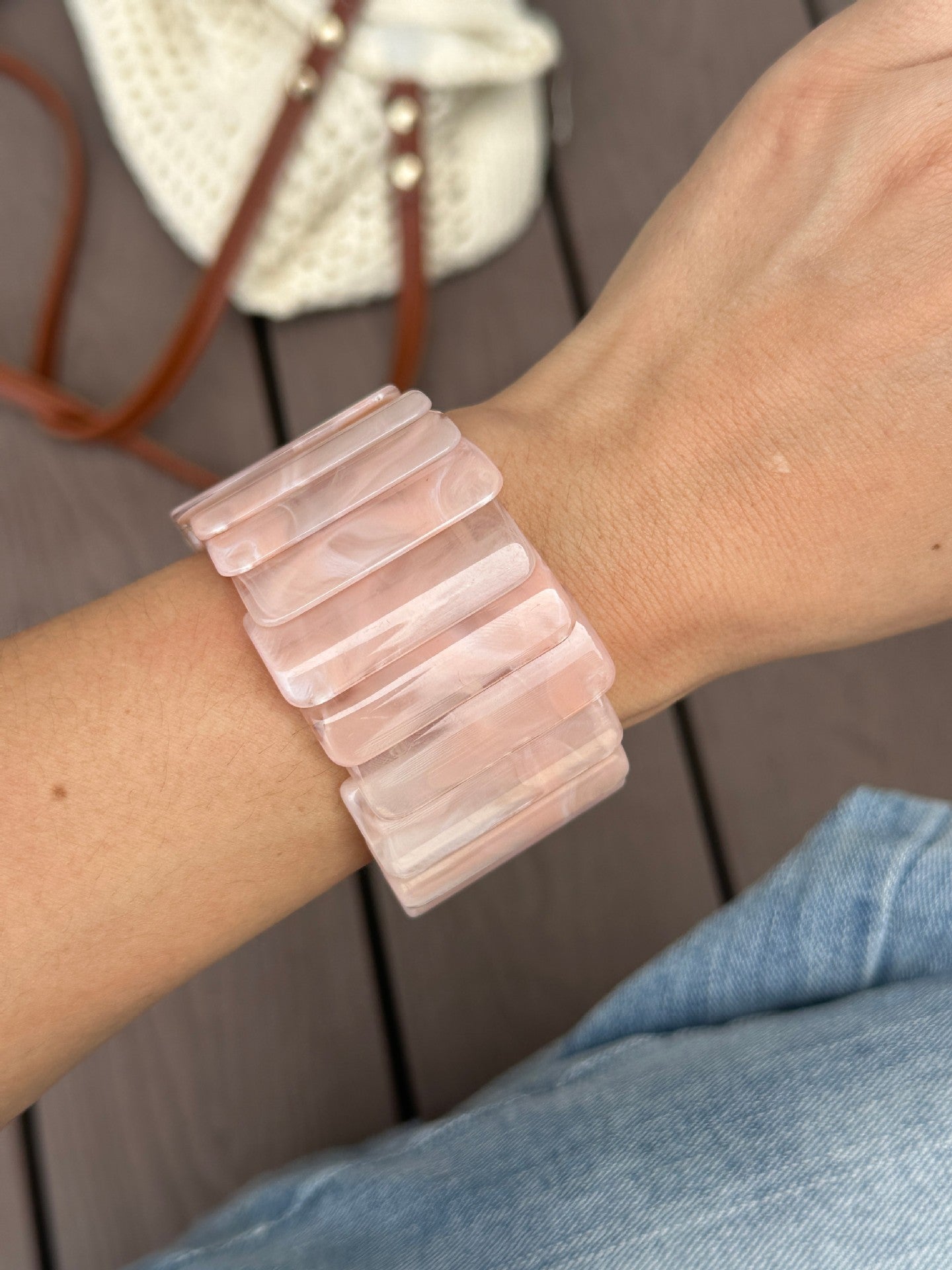 Pink Geometric Gradient Resin Drip Oil Open Cuff Bracelet for Women