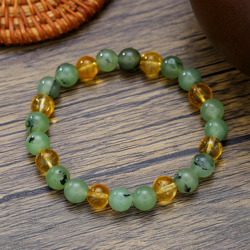 Casual Round Floral Gemstone Beaded Bracelet for Men and Women