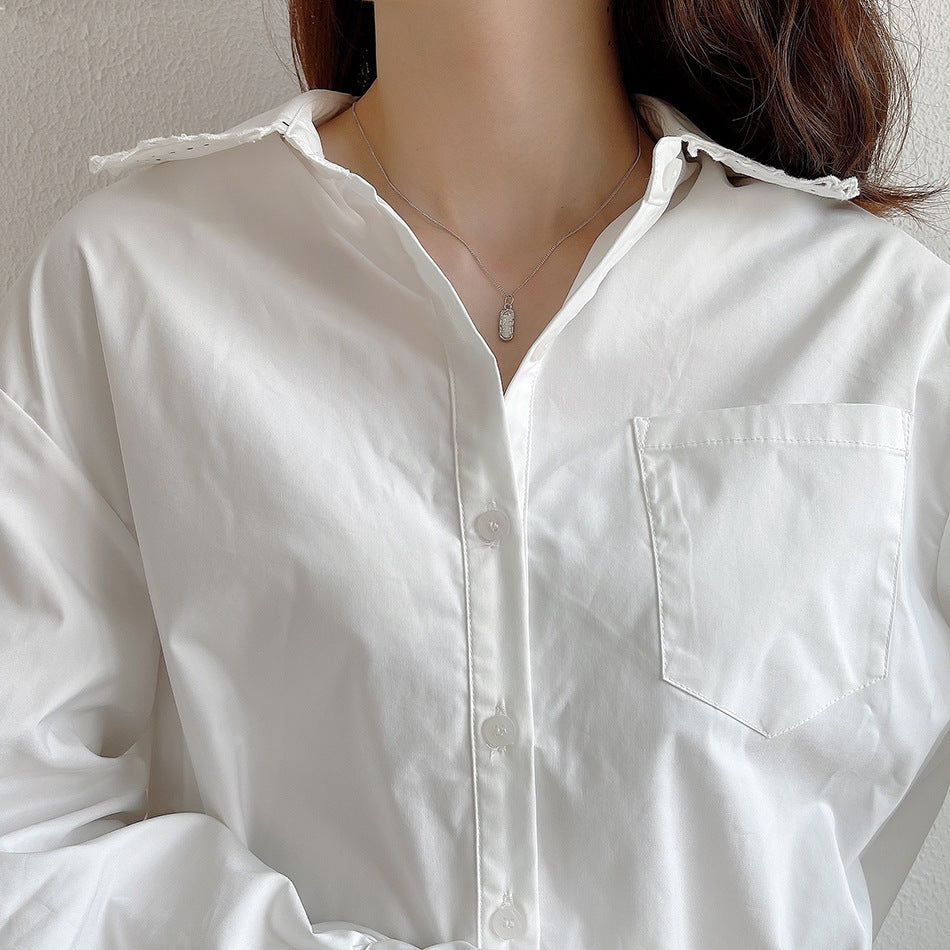 Irregular Geometric Shape 925 Sterling Silver Necklace with Minimalist and Fresh Sweet Style
