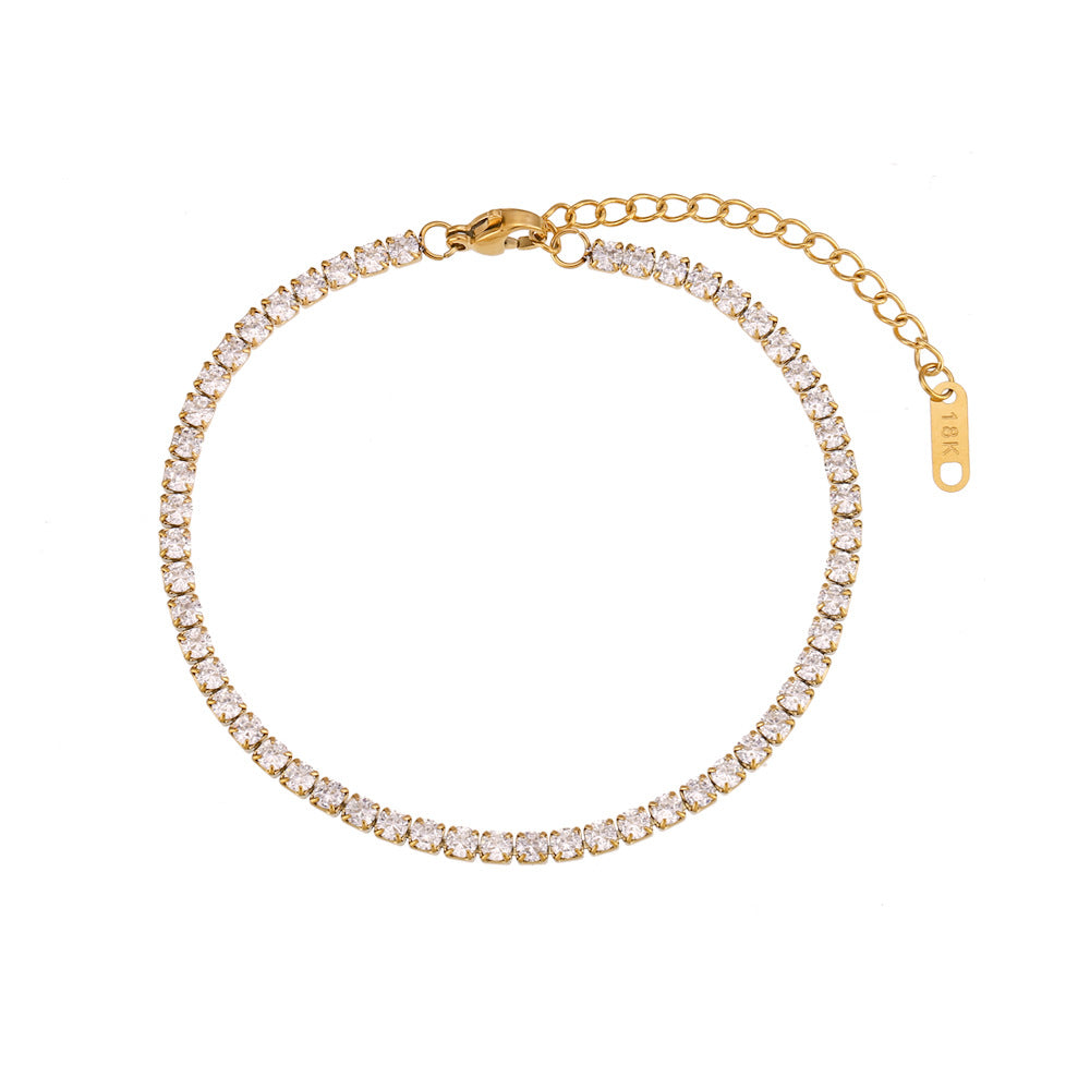 Tobillera Minimalista Geométrica de Perlas de Agua Dulce para Mujer con Zirconia Microincrustada en Cadena de Cuerda de Cáñamo