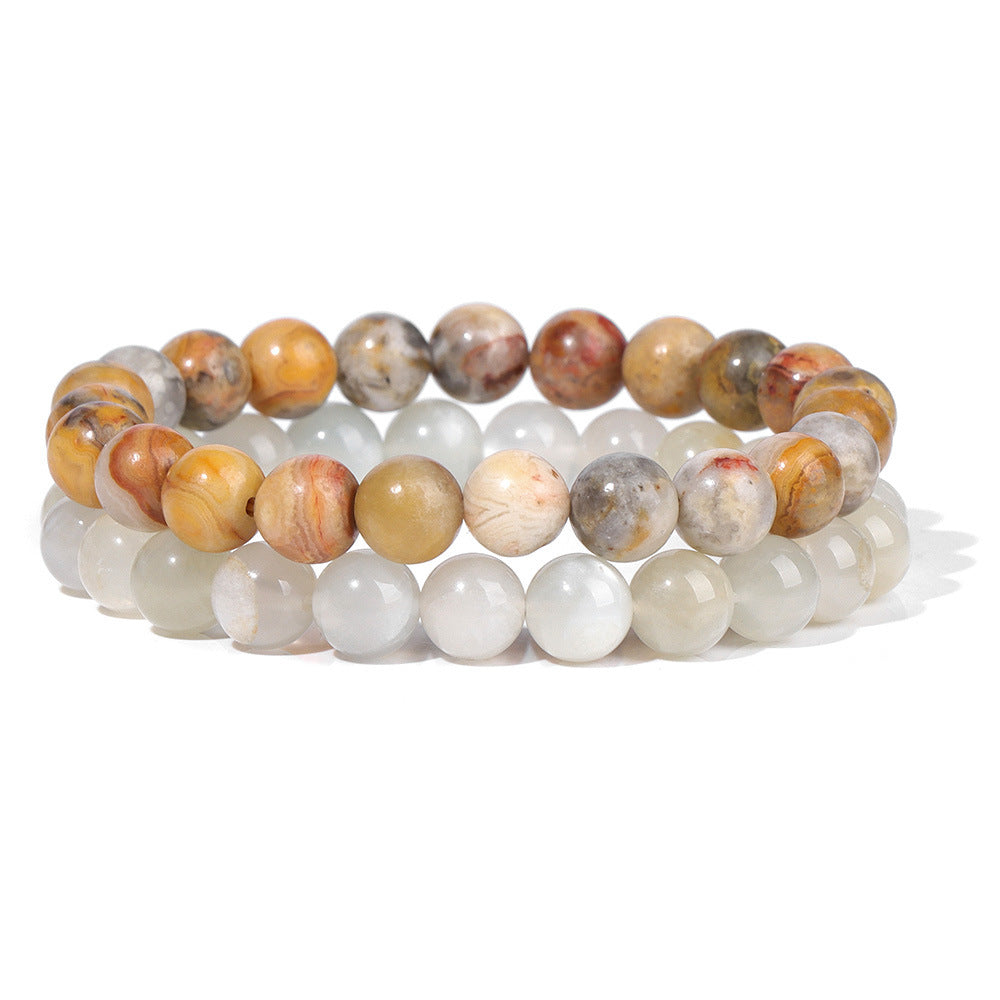 Vintage Business Geometric Natural Gemstone Beaded Bracelet Set for Unisex