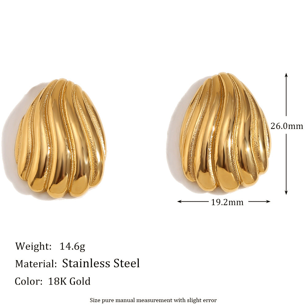 Orecchini a perno geometrici irregolari da donna in stile francese vintage, realizzati in acciaio inossidabile con placcatura in oro 18 carati