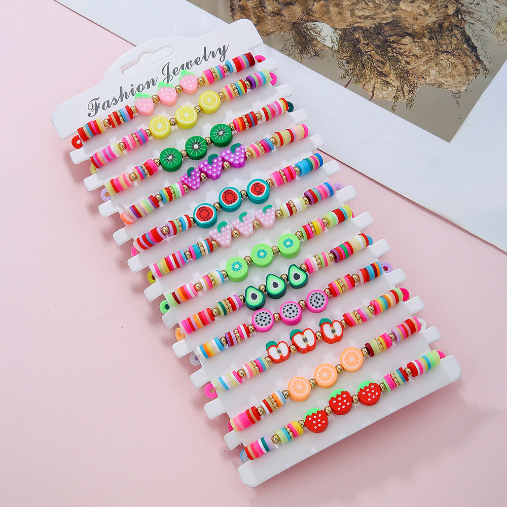 Handmade Polymer Clay Rainbow Panda Dolphin Unicorn Bracelet for Women and Men, Fashion Casual Animal Theme Friendship Jewelry