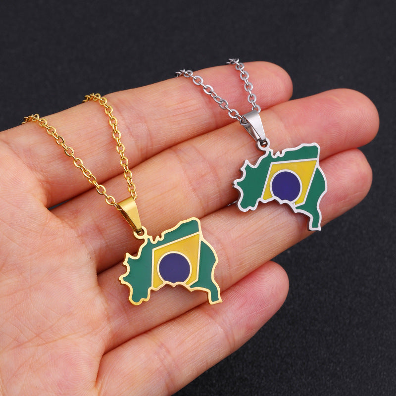 Collana con Ciondolo Geometrico Minimalista in Acciaio Inossidabile con Finitura Smaltata, Unisex