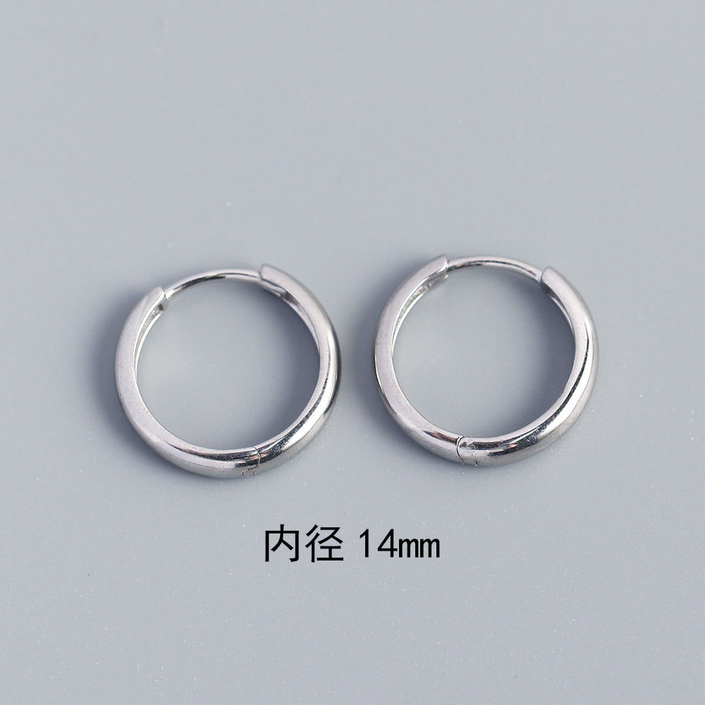 Minimalist Geometric Shaped S925 Sterling Silver Hoop Earrings with Plated Finish