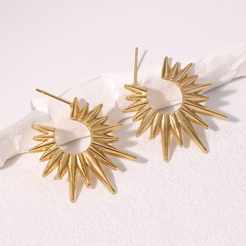 Minimalist Geometric Stainless Steel Earrings with 18K Gold Plating for Women, Hypoallergenic Titanium Steel Studs, Fade-Resistant Luxury Ear Jewelry