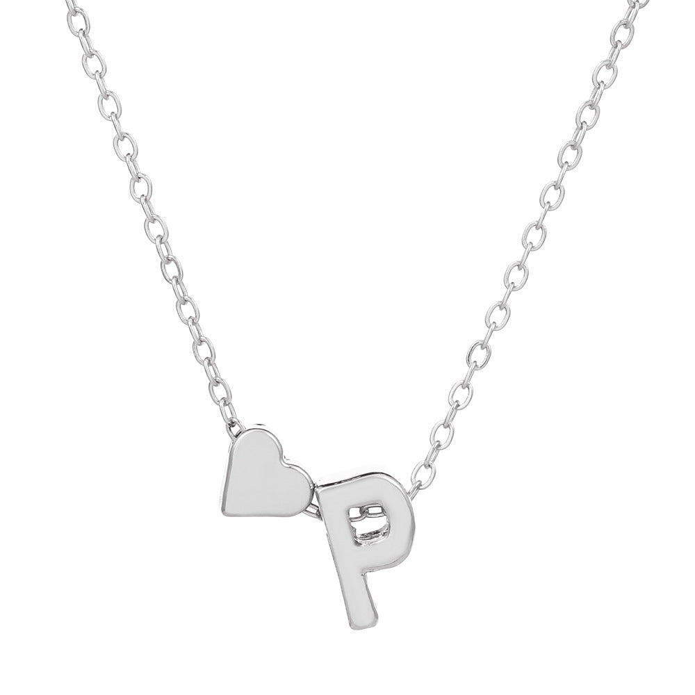 Sweet Heart Letter Alloy Plated Necklace Singapore Chain for Women