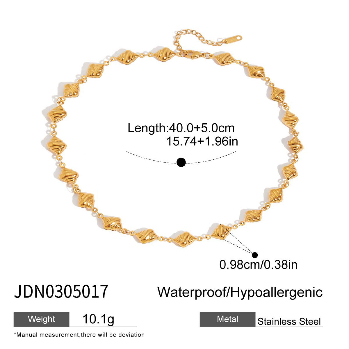 Collana Minimalista da Donna in Acciaio al Titanio a Forma di Pane con Finitura Placcata Set Bracciali in Acciaio Inossidabile