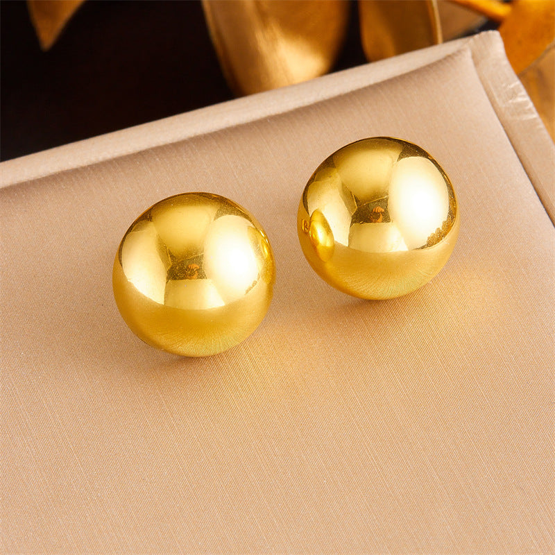 Vintage Minimalist Fashion Gold-Plated Stainless Steel Circle Earrings Necklace Bracelet Set