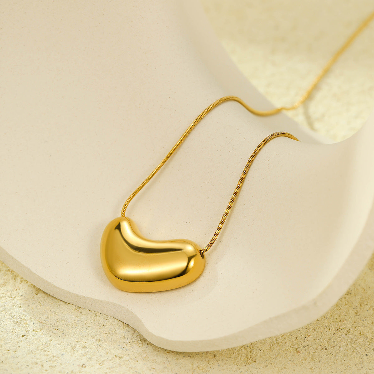 Minimalist Geometric Titanium Steel Snake Chain Necklace with Polished Stainless Steel Pendant for Women