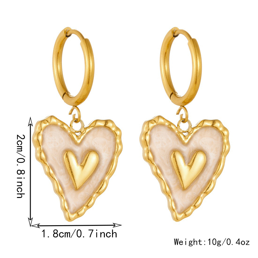 Sweet Casual Gold Plated Drip Oil Heart Stainless Steel Earrings