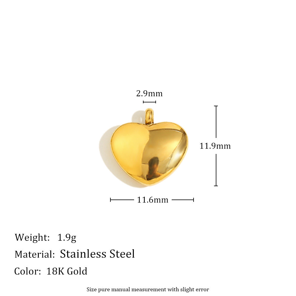 18K Gold Plated Stainless Steel Heart Pendant with Floral Rhinestone Charm Bar for Women