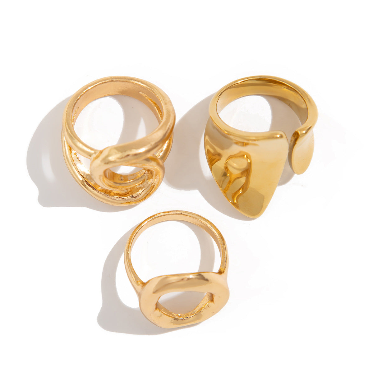 Minimalist Geometric Alloy Plated Ring Set for Women