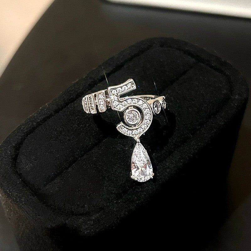 Anello elegante e geometrico ispirato alle perle con intarsio in zircone da donna, anello minimalista alla moda da dito indice, gioielli di lusso per le mani