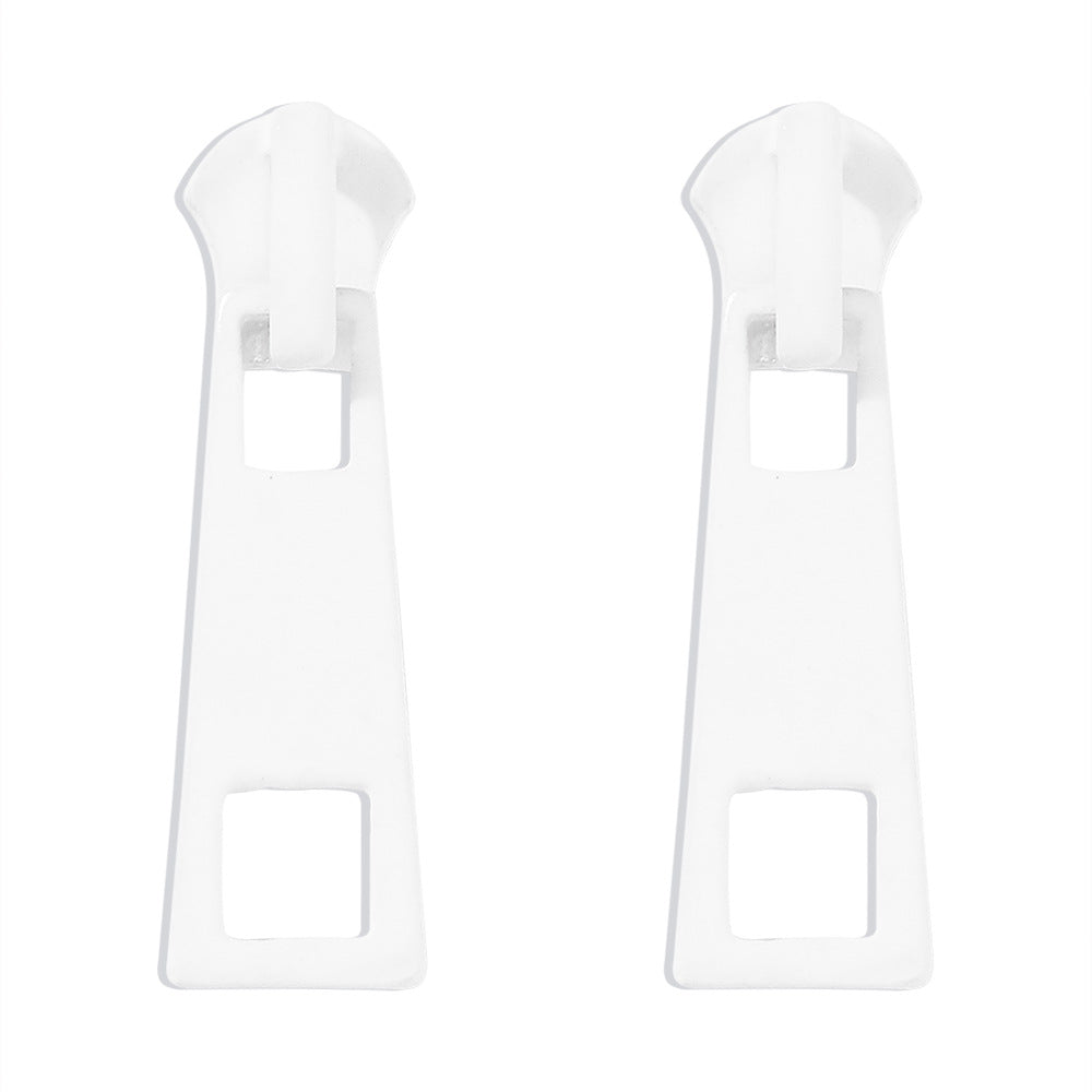 Pendientes de aleación con forma de cremallera minimalistas para mujer con diseño geométrico y acabado galvanizado