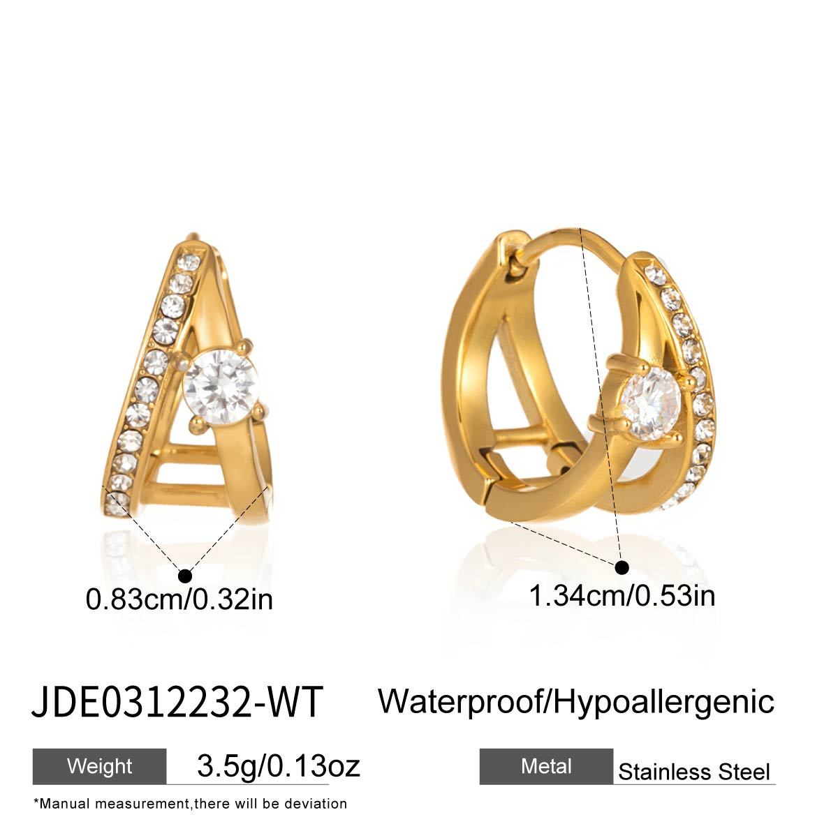Elegant Geometric Stainless Steel Earrings with Green Cubic Zirconia and Rhinestone Plated Finish for Women