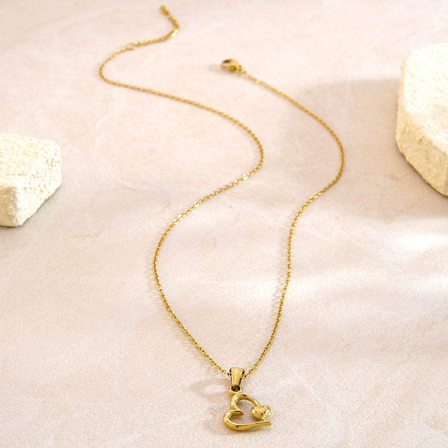 Luxury Business Heart Plated Stainless Steel Necklace for Women