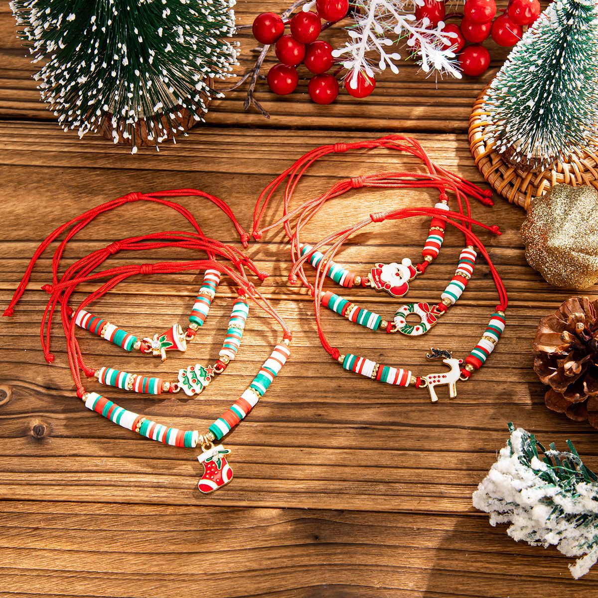 Sweet Christmas Elk and Snowman Alloy Plated Adjustable Woven Bracelet for Women