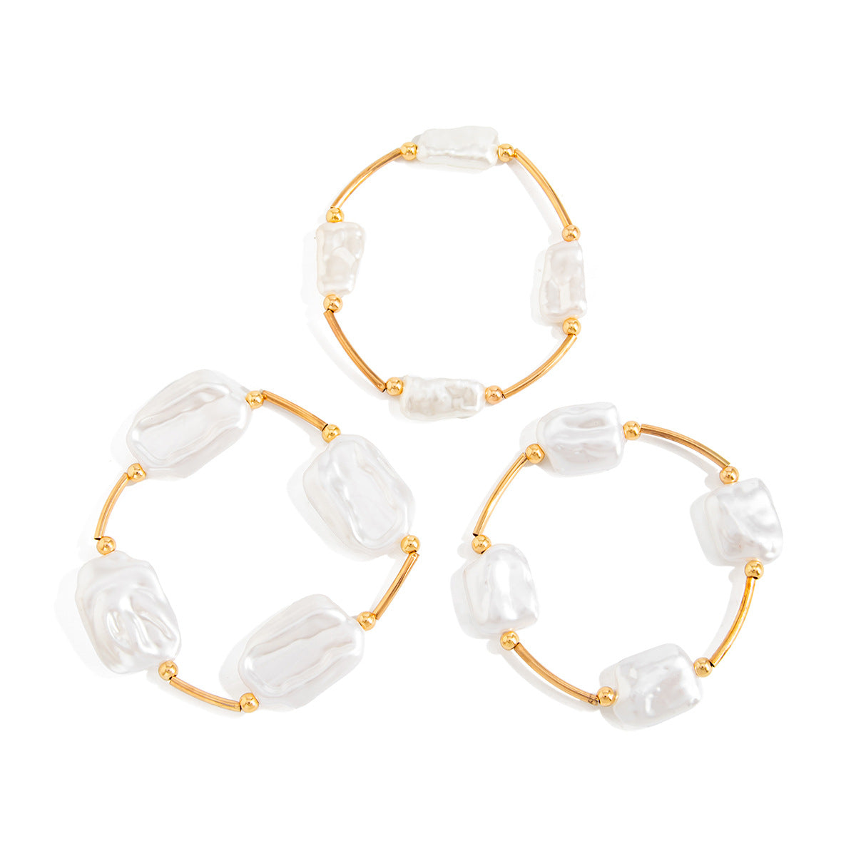 Baroque Vintage Geometric Oval Pearl Plated Bracelet for Women