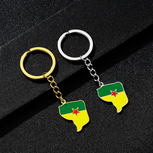 Casual Style Titanium Steel Enamel Keychain Pendant with Geometric Design for Men and Women