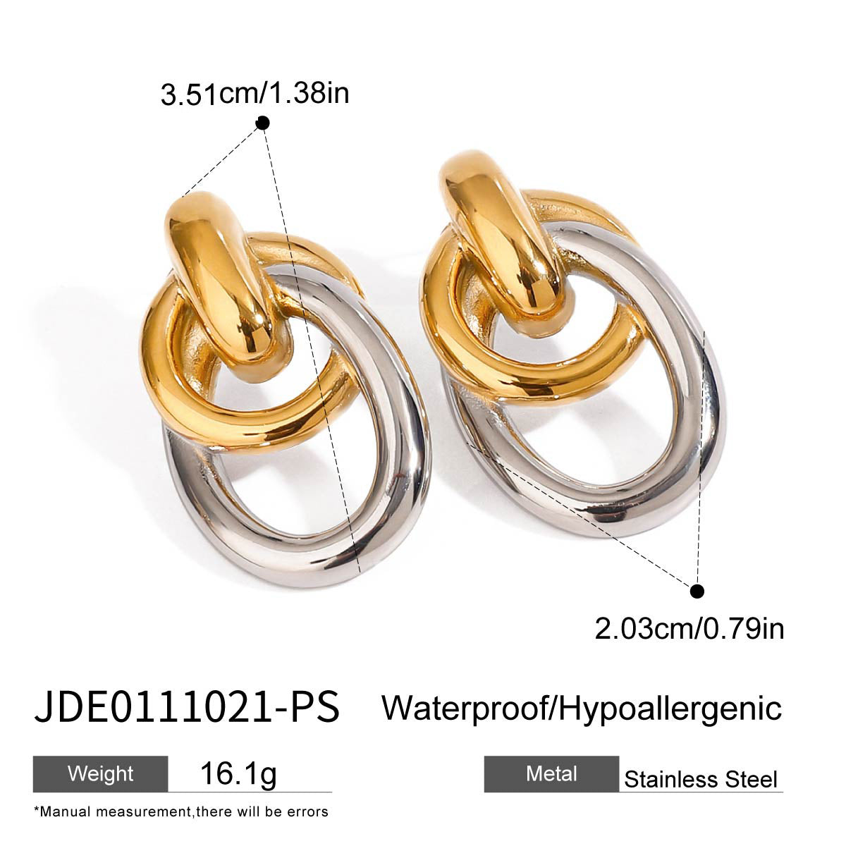 Aretes de acero inoxidable geométricos con acabado enchapado para mujer, pendientes de tuerca minimalistas de moda