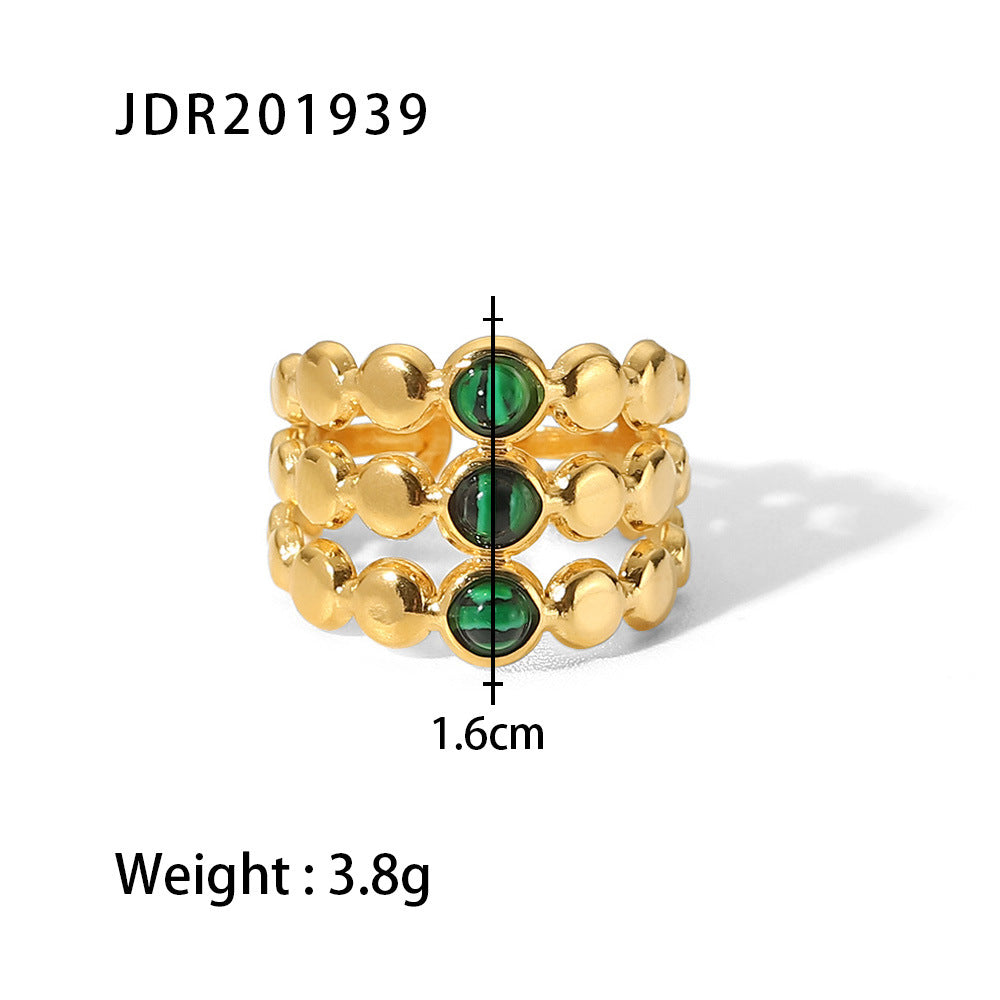 Heart Geometric Stainless Steel Plated Ring with Cubic Zirconia for Women