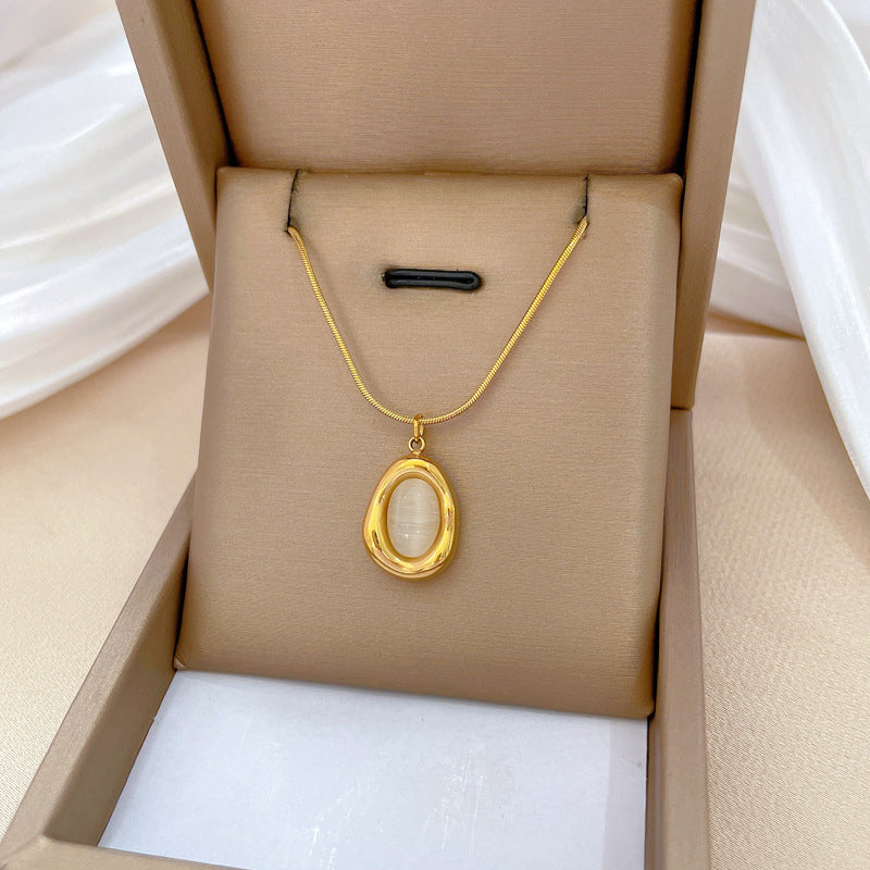Geometric Teardrop Minimalist Titanium Steel Plated Collar Necklace