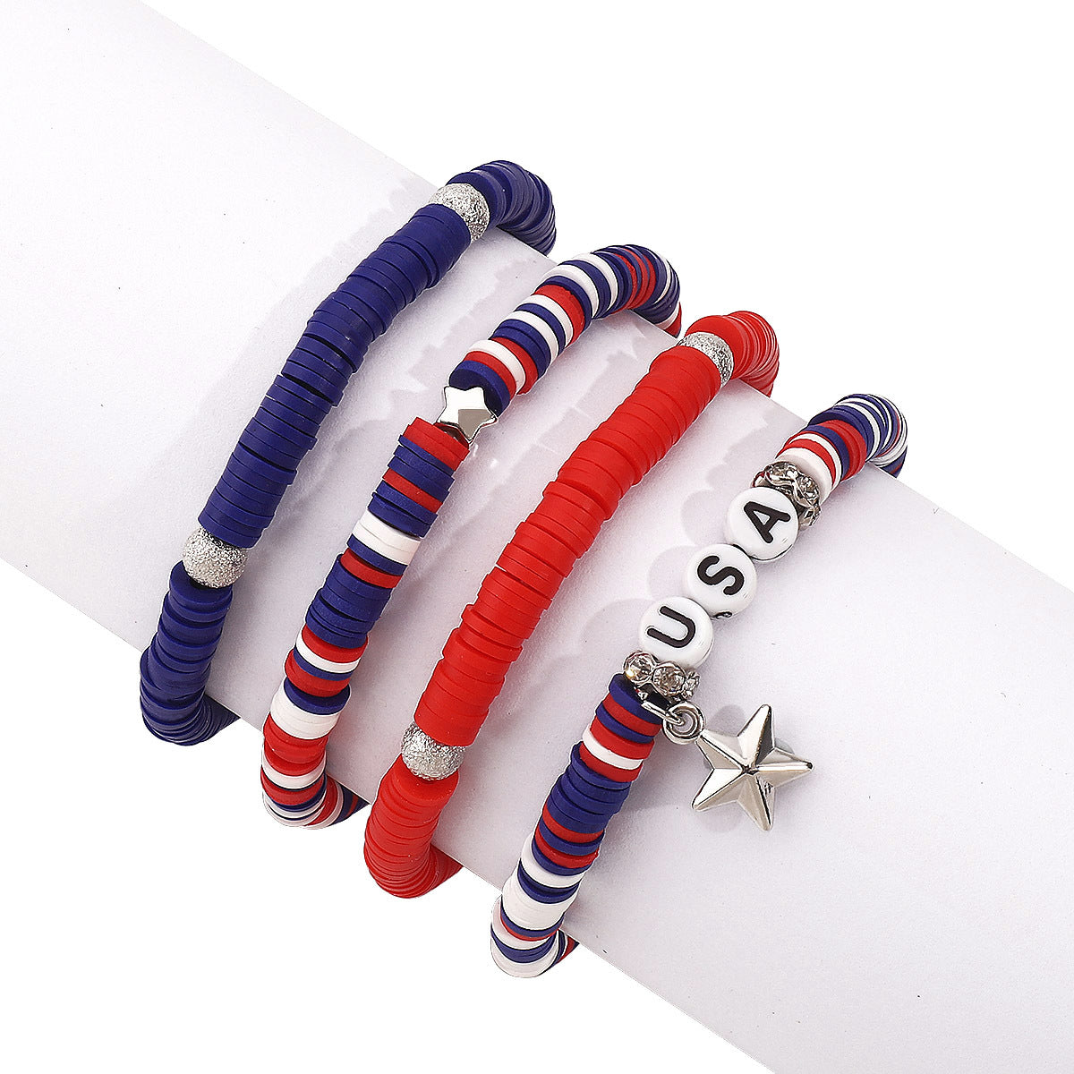 Handmade Polymer Clay Star and Letter Bracelet for Women with Geometric Design and Personalized Style