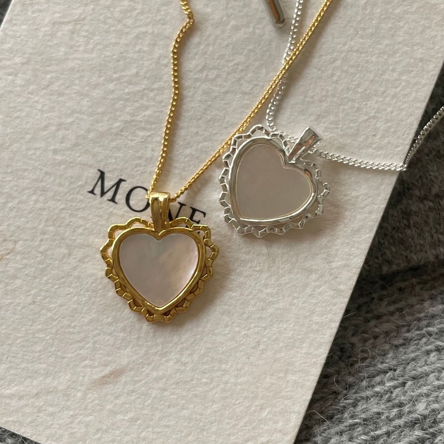Minimalist Heart-Shaped 925 Sterling Silver Necklace with Shell Pendant for Women