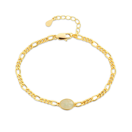 Elegant 925 Sterling Silver Geometric Oval Agate Plated Bracelet for Women
