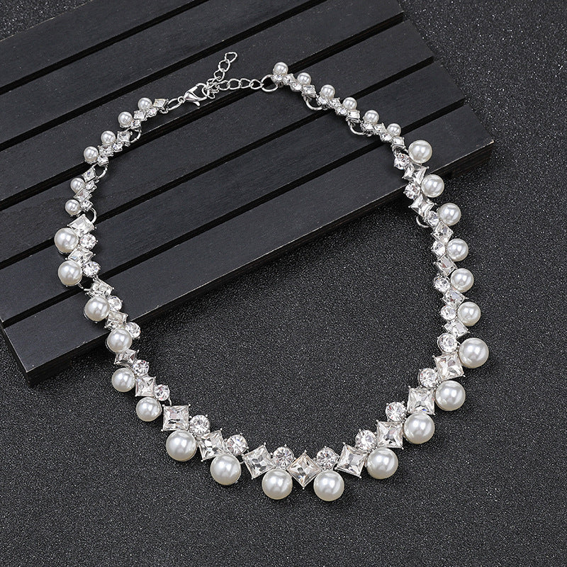 Minimalist Bubble Pattern Plated Alloy Necklace Set for Women with Matching Earrings Adjustable Clavicle Chain