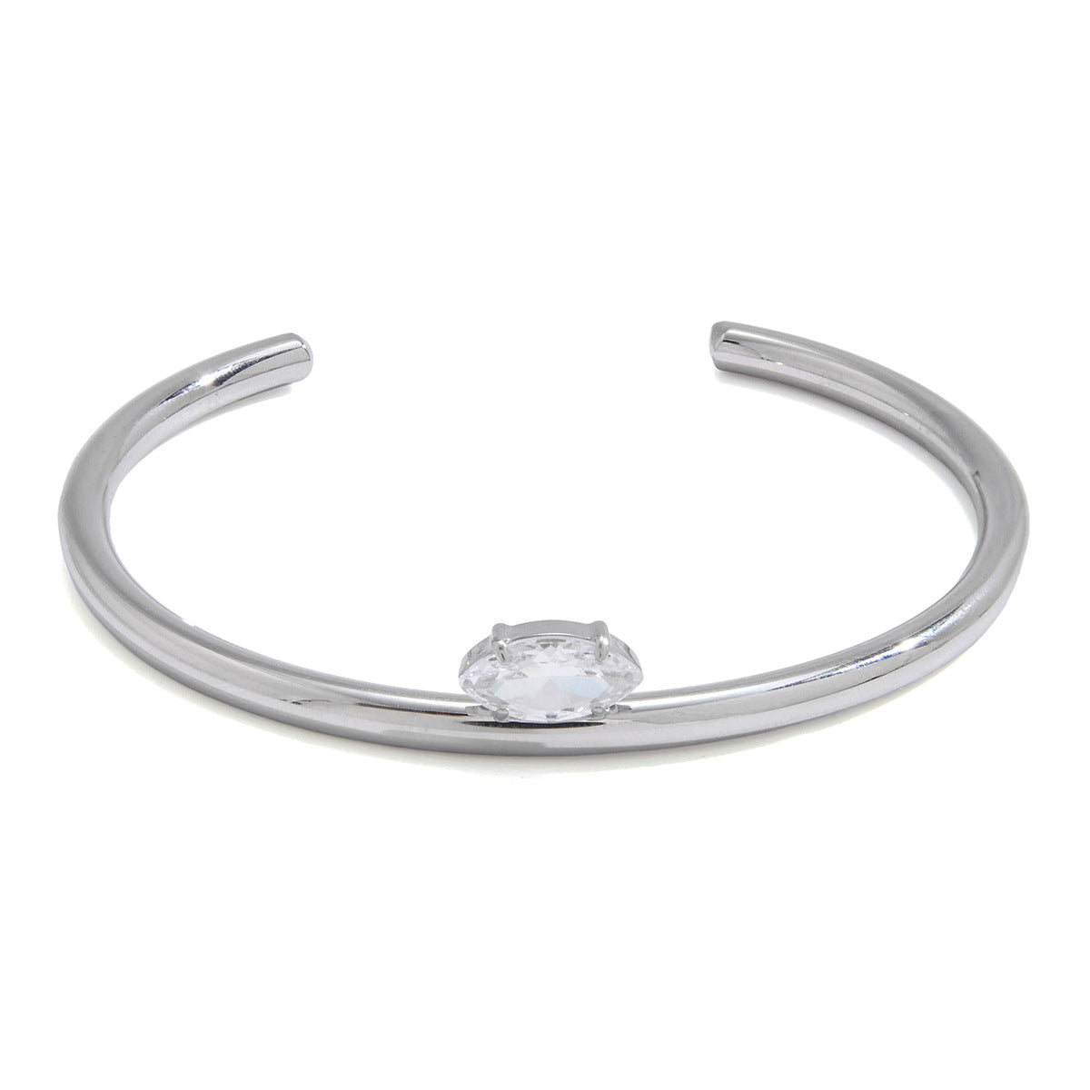 Geometric Cubic Zirconia Inlaid Plated Stainless Steel Bracelet
