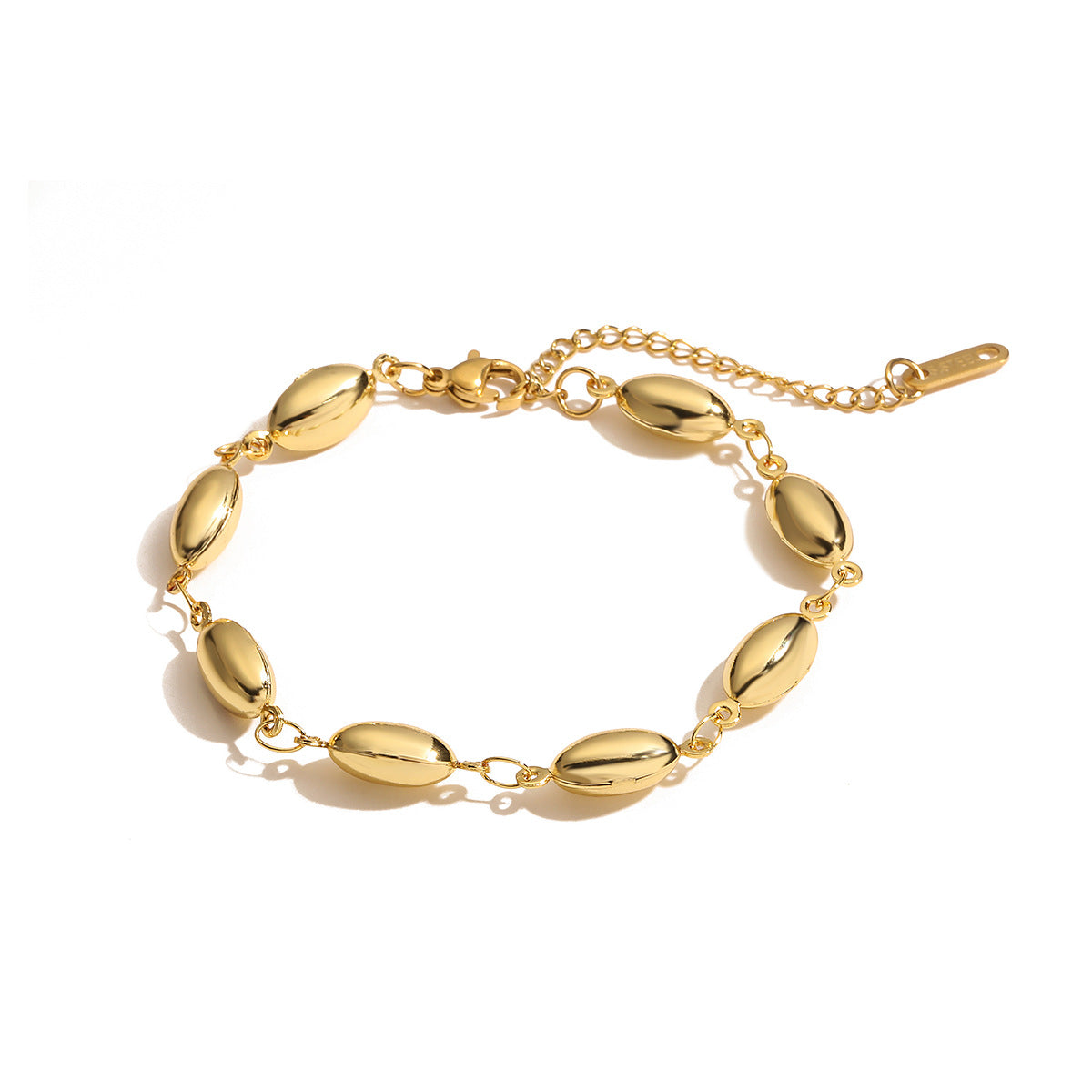 Bracciale da donna in acciaio inossidabile lucidato, design geometrico e lussuoso, placcato oro 18 carati
