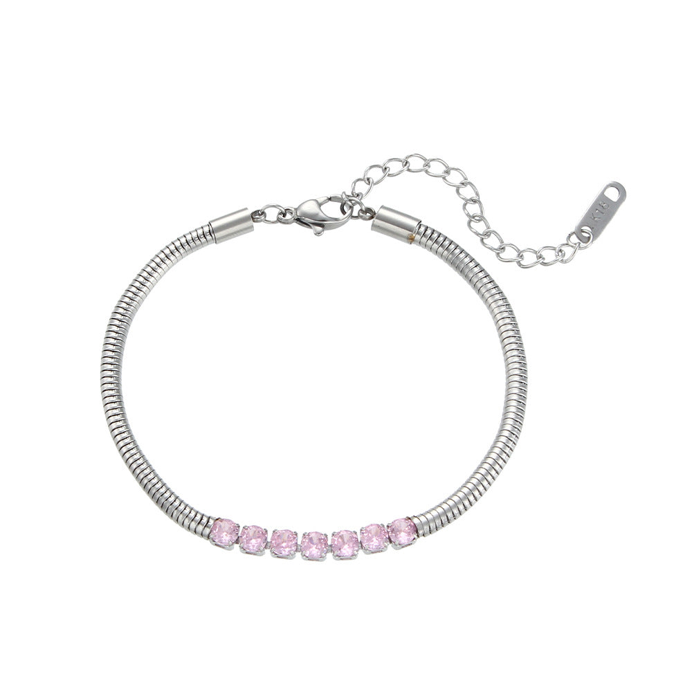 Braccialetto a catena da donna con ciondolo in acciaio inossidabile a forma di serpente, geometrico e minimalista, con finitura placcata