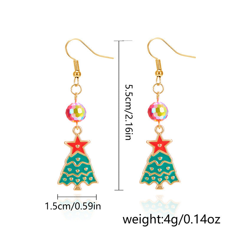 Ins Style Snowflake Shaped Zinc Alloy Dripped Enamel Long Tassel Earrings for Women