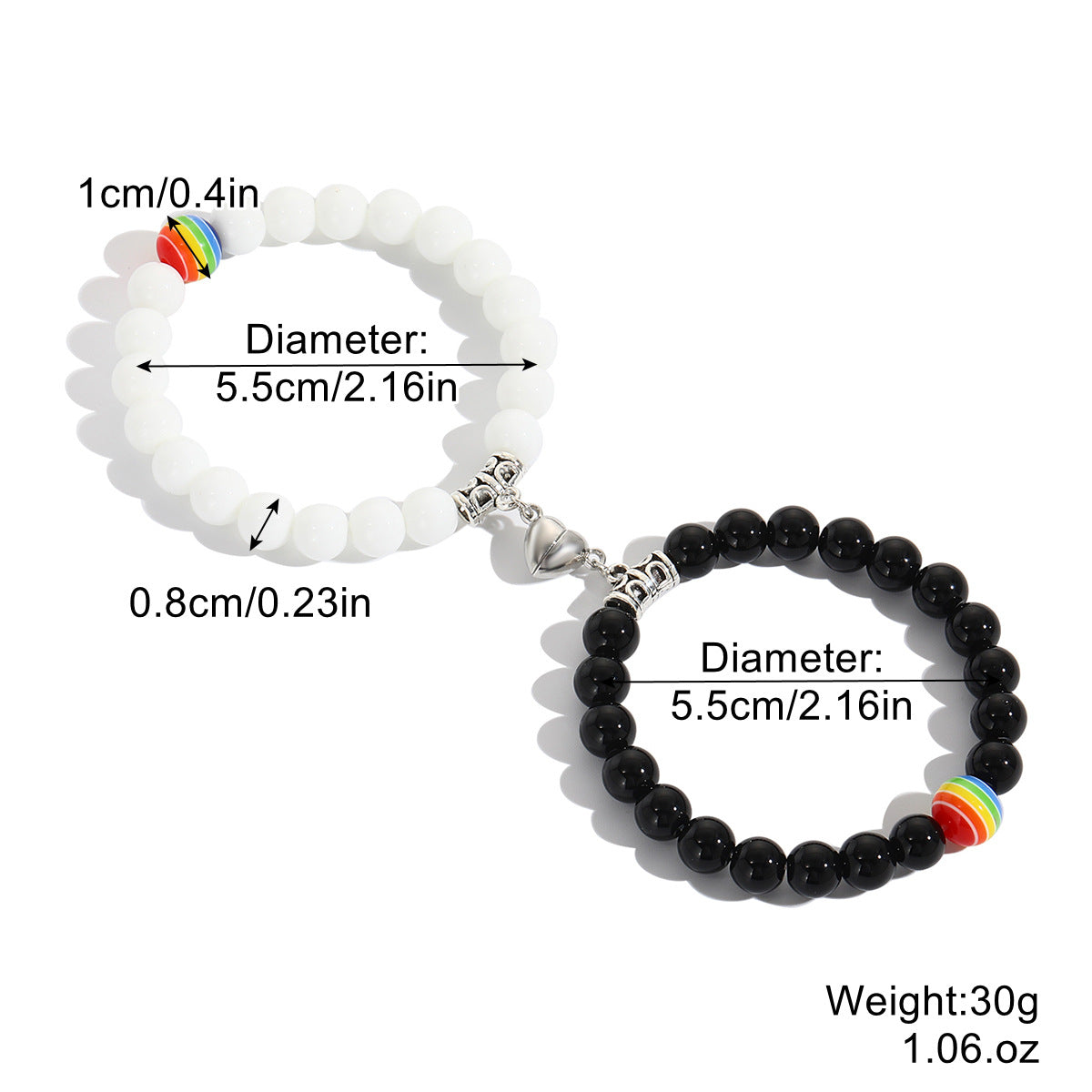 Heart Geometric Zinc Alloy Magnetic Friendship Bracelet for Women
